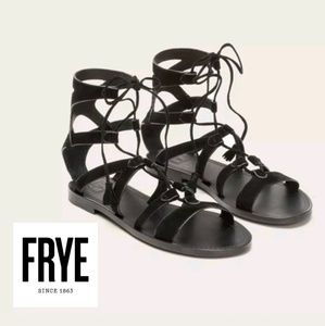 FRYE Women's Ruth Gladiator Black Short Sandals 8M